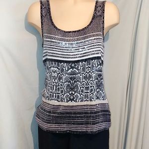 Sequined Bohemian print tank top
